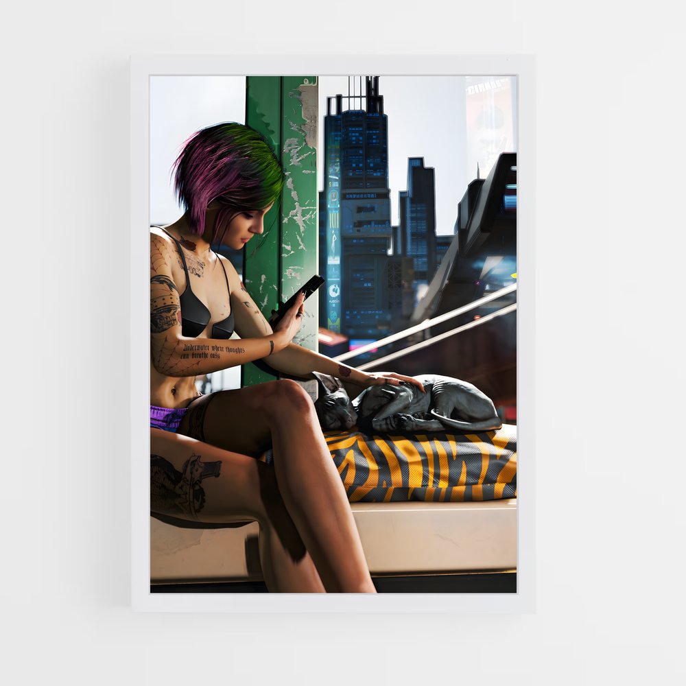 Poster Judy en Pause – affiche Cyberpunk (vue 3)